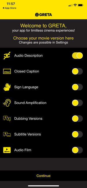 Greta app instellingen